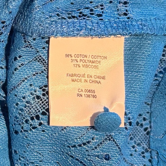 Reitman’s size small electric blue lace sheer blouse. - Picture 8 of 15